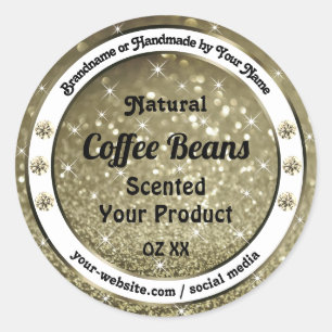 Elegant Brown Glitter Product Labels with Diamonds
