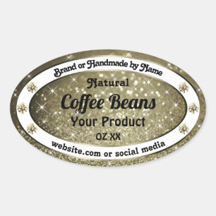 Elegant Brown Glitter Product Labels with Diamonds
