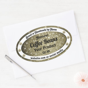 Elegant Brown Glitter Product Labels with Diamonds