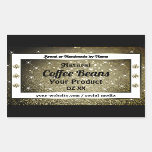 Elegant Brown Glitter Product Labels with Diamonds
