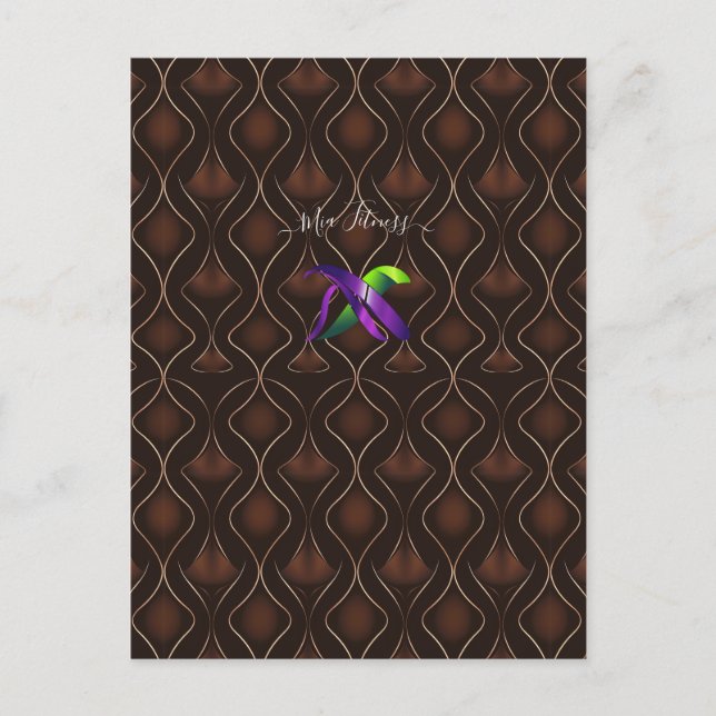 Elegant Brown Gold Art Deco Geometric Pattern  Postcard (Front)