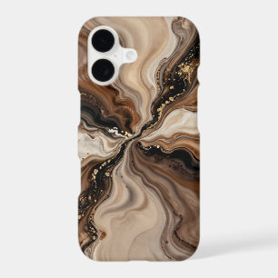 Elegant Brown & Gold Fluid Abstract Art