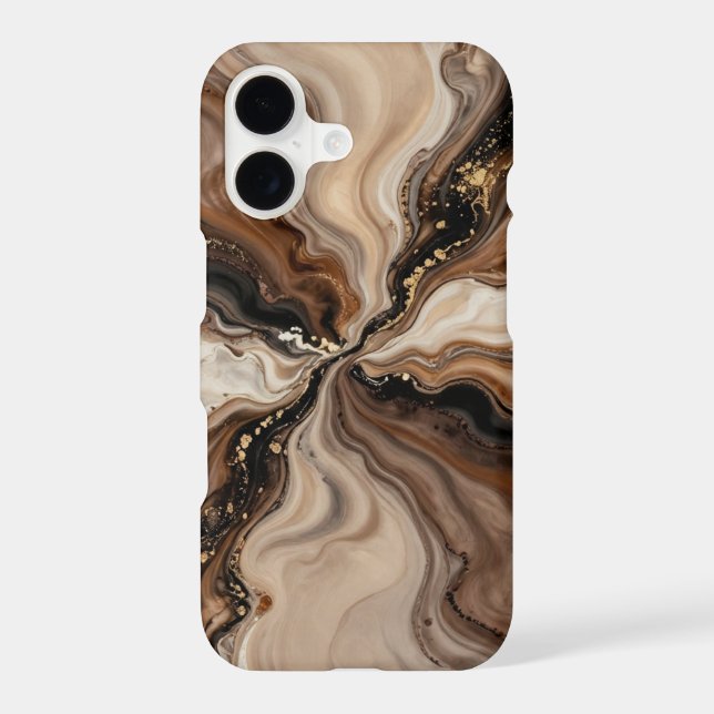 Elegant Brown & Gold Fluid Abstract Art (Back)