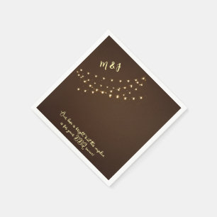 Elegant Brown & Gold String Lights Funny Wedding  Napkin