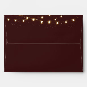 Elegant Brown & Gold String Lights wedding Envelope