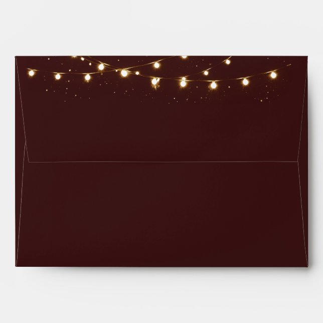 Elegant Brown & Gold String Lights wedding  Envelope (Back (Top Flap))