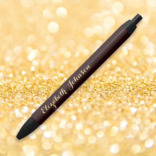 Elegant Brown Gold Stylish Name Office Business Black Ink Pen (Elegant Brown Gold Stylish Name Office Business Pen)