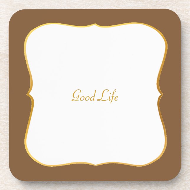 Elegant Brown Golden White Coaster (Front)