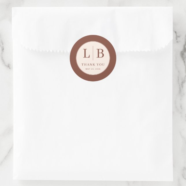 Elegant Brown Gratitude Circle Classic Round Sticker (Bag)