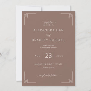 Elegant Brown Greek Key Motions Invitation