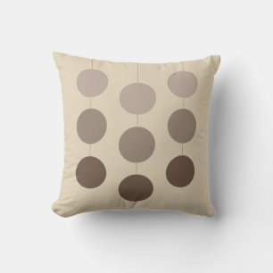 Elegant Brown Hanging Circles on Beige Throw Pillo Cushion