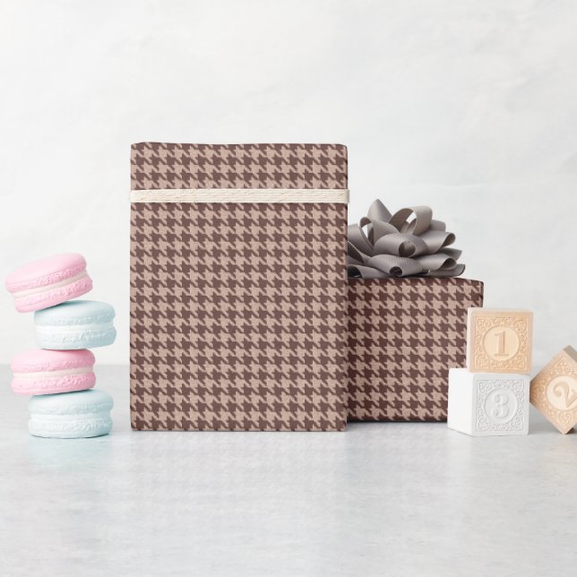 Elegant Brown Houndstooth Classic Preppy Pattern Wrapping Paper (Baby Shower)