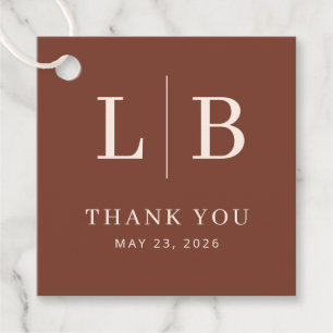 Elegant Brown Initial Divider Favour Tags