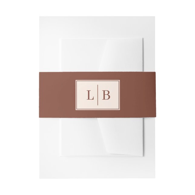 Elegant Brown Initials Invitation Belly Band (Front Example)