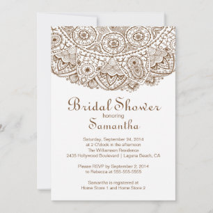 Elegant Brown Lace Bridal Shower Invitation