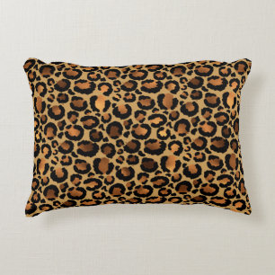 Elegant Brown Leopard Spots Wild Animal Glam Decorative Cushion