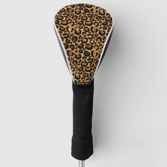 Elegant Brown Leopard Spots Wild Animal Glam Golf Head Cover (Front)