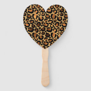 Elegant Brown Leopard Spots Wild Animal Glam Hand Fan