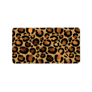 Elegant Brown Leopard Spots Wild Animal Glam Label