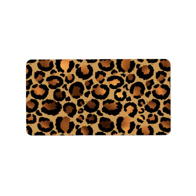Elegant Brown Leopard Spots Wild Animal Glam Label (Front)