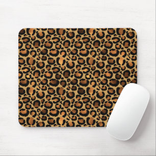 Elegant Brown Leopard Spots Wild Animal Glam Mouse Mat
