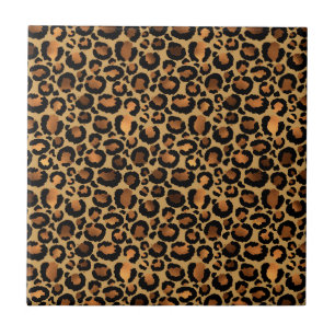 Elegant Brown Leopard Spots Wild Animal Glam Tile