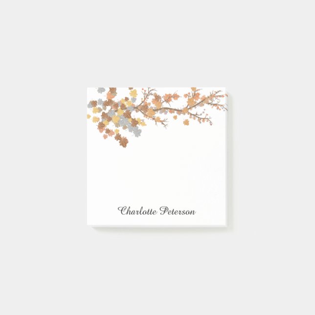 Elegant Brown Maple Leaves Autumn Fall Post-it Notes (Front)