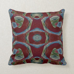 Elegant brown maroon blue abstract cushion