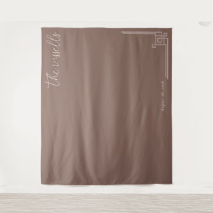 Elegant Brown Minimalist Calligraphy Tapestry