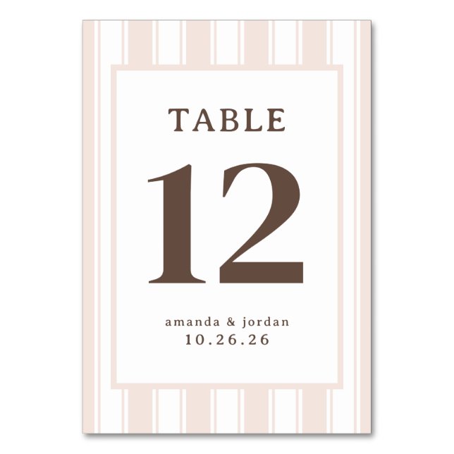 Elegant Brown Minimalist Table Sign Number (Front)