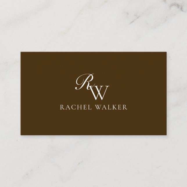 Elegant Brown Monogram Business Card (Front)