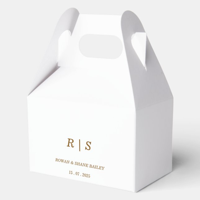 Elegant Brown Monogram Wedding Favour  Box (Front)