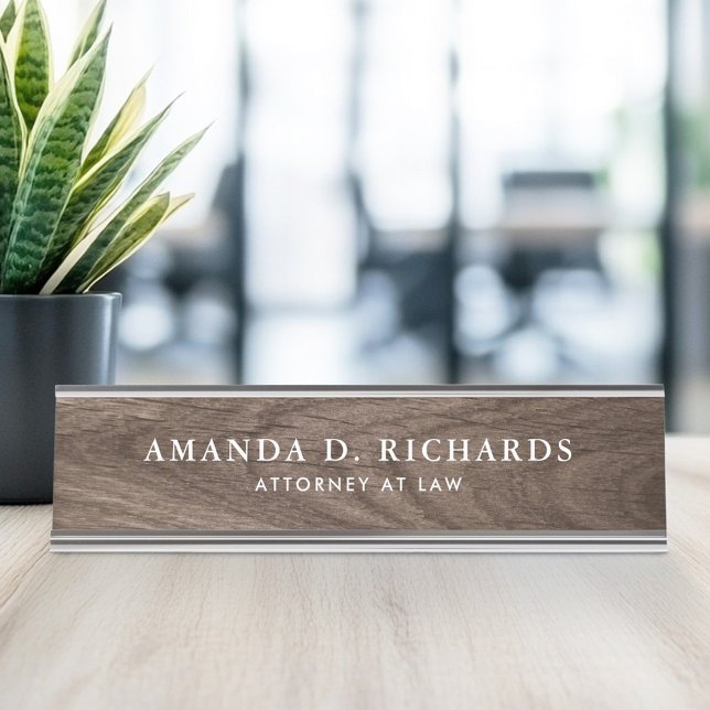 Elegant brown oak wood grain look desk name plate (Elegant brown oak wood grain look desk name plate)
