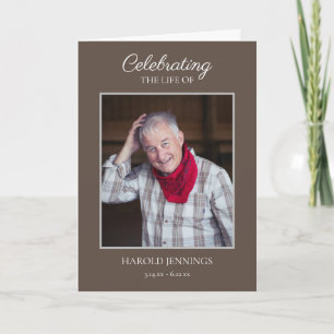 Elegant Brown Photo Funeral Memorial Programme