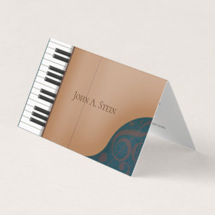 Elegant Brown Piano Musician & Music Industry Business Card