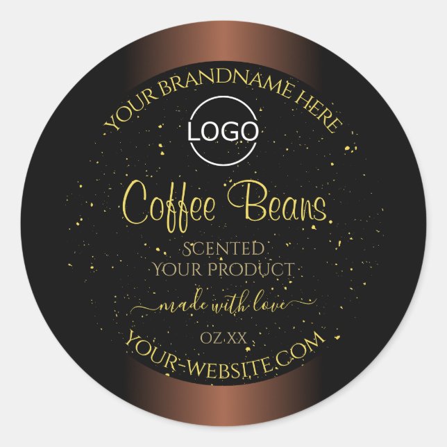 Elegant Brown Product Label Gold Soft Glitter Logo (Front)