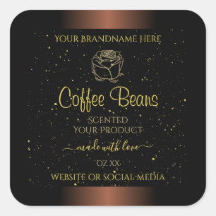 Elegant Brown Product Label Gold Soft Glitter Rose