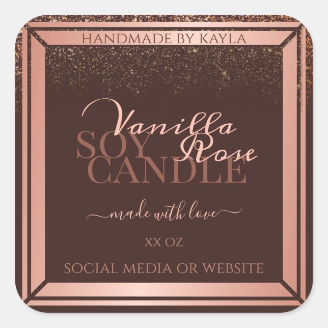 Elegant Brown Product Packaging Labels Rose Gold (Front)