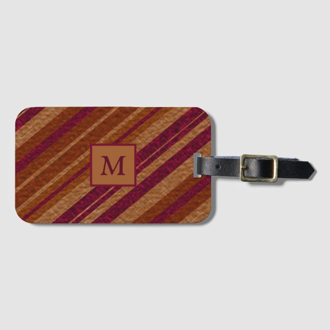 Elegant Brown & Purple Monogram Luggage Travel Luggage Tag (Front Horizontal)
