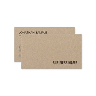 Elegant Brown Real Kraft Paper Modern Template Business Card