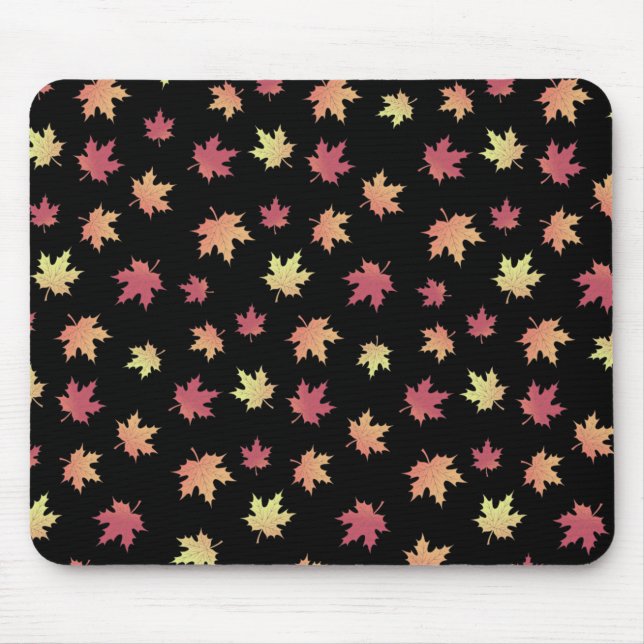 Elegant Brown Red Autumn Leaves Pattern | Mouse Mat (Front)