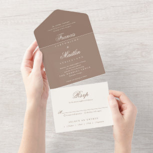Elegant Brown Romantic Wedding All In One Invitation