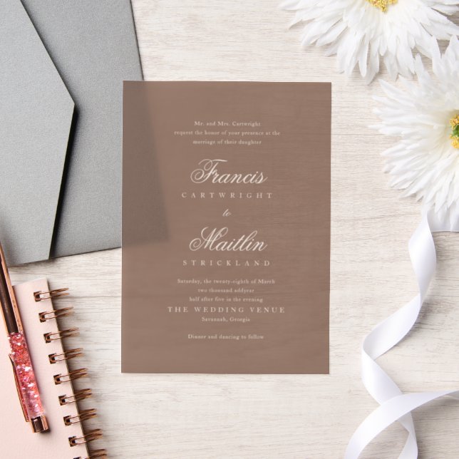 Elegant Brown Romantic Wedding Vellum Invitations (Wedding)