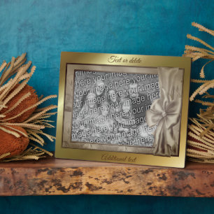 Elegant Brown Satin Bow Create Your Own Photo  Plaque