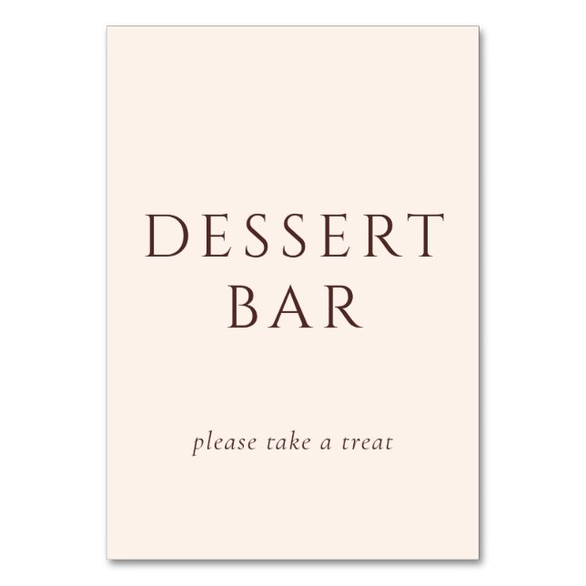 Elegant Brown Script Dessert Bar Table Number (Front)