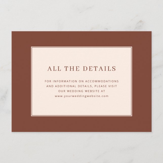 Elegant Brown Serif Wedding Website Card (Front)