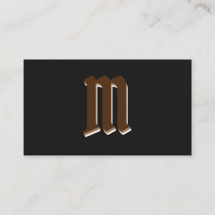 Elegant brown shapes on black monogram 3d effect business card