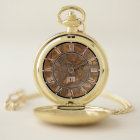Elegant Brown Steampunk Pocket Watch Chic Initials