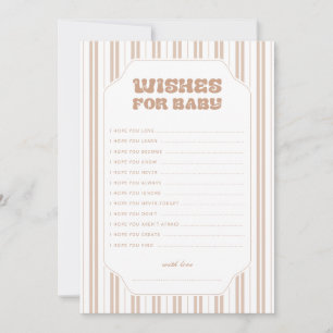 Elegant Brown Striped Wishes for Baby Shower Game Invitation