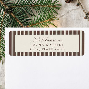 Elegant Brown Stripes Return Address